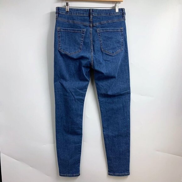 Mango Women's NOA‎ High Rise Cotton Stretch Tapered Denim Jeans Size 10 - Picture 2 of 14